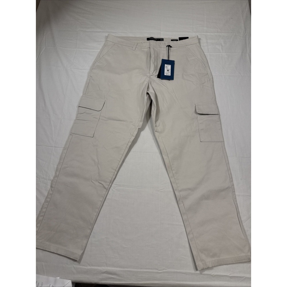 PANTS CARGO Kenneth Cole MENS 36X30 Cotton Stretch ‎ Tapered Fit Light TAN NWT